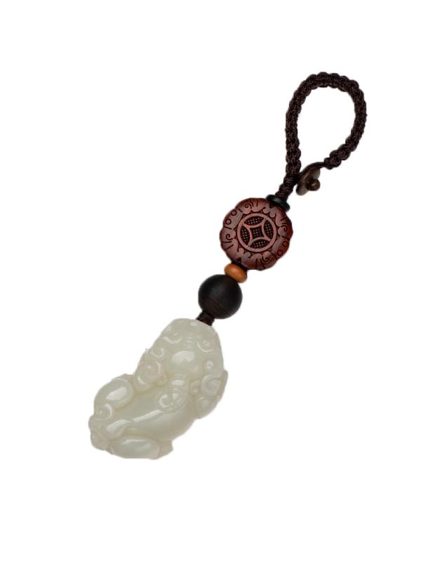 ペンダント レトロ ホータン 翡翠 車 キーチェーン ペンダント 貔貅 吉祥 祈願 メンズ レディース 翡翠 キーペンダント キーホルダー レトロ