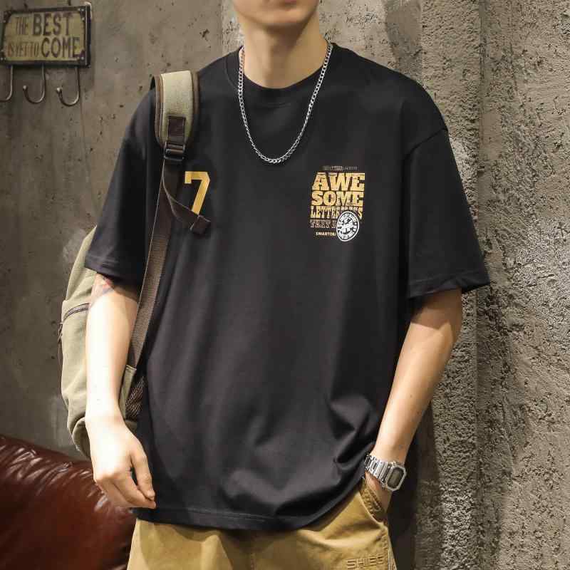 Tシャツ メンズ アメリカ 半袖 シャツ メンズ 夏 ヘビー コットンプリント イン シャツ トップス 豪華感 メンズ ショートスリーブ ラウンドネック ゆったり ファッション かっこいい