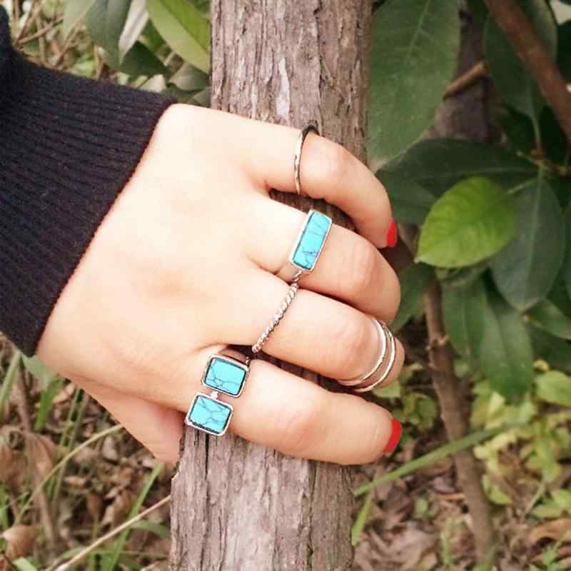 指輪 ターコイズリング セット シンプル レトロ メンズ レディース 個性 メタル ボヘミアン リングジュエリー アクセサリー
