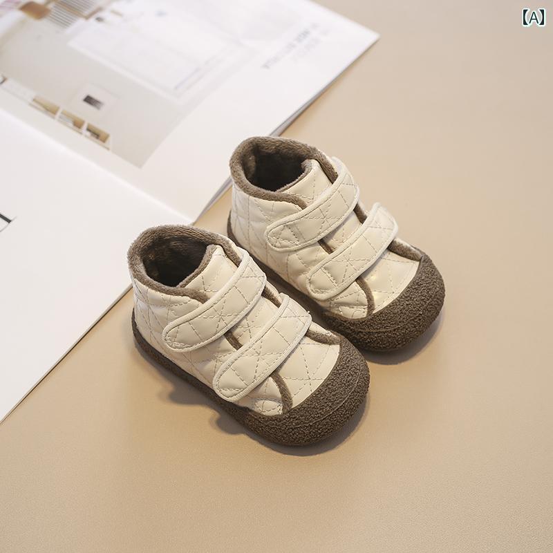 ベビー キッズ シューズ ハイカット 赤ちゃん 綿靴 起毛 秋冬 滑りにくい キック防止 ブーツ スニーカー 暖かい 幼児 靴