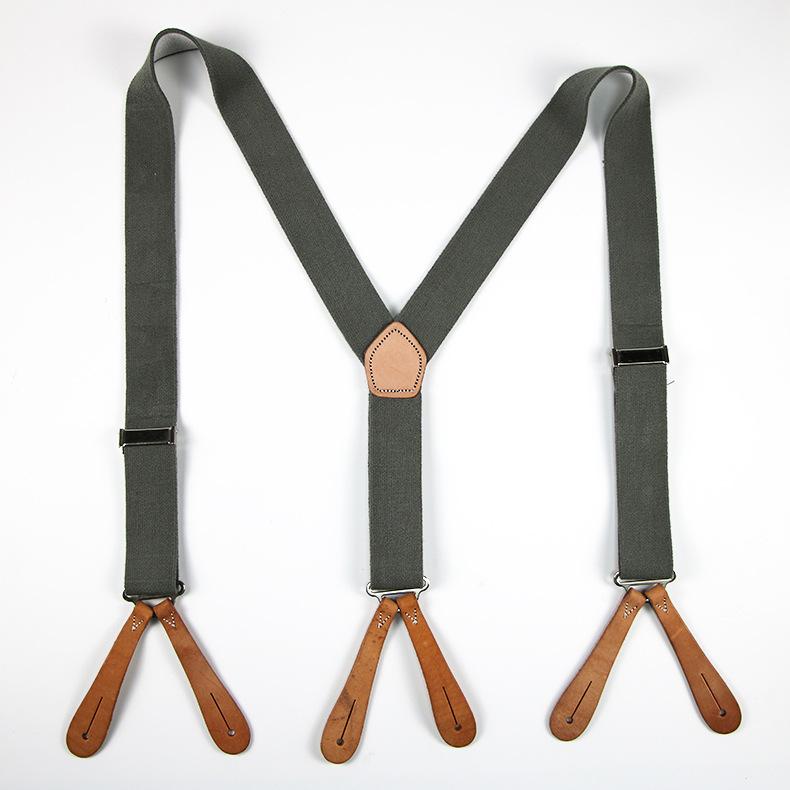サスペンダー メンズ 男性用 Y字型 高伸縮性 牛革 ゴム ミリタリー レトロ クラシック 6ボタン留め 長さ調節可能 幅3.5cm ズボン吊り フォーマル ビジネス カジュアル 大人用