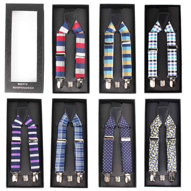 サスペンダー 男女兼用 大人用 長さ調節可能 伸縮性抜群 Y型 3クリップ ポリエステル素材 色織り ジャガード織り パンツ吊り 幅2.5cm
