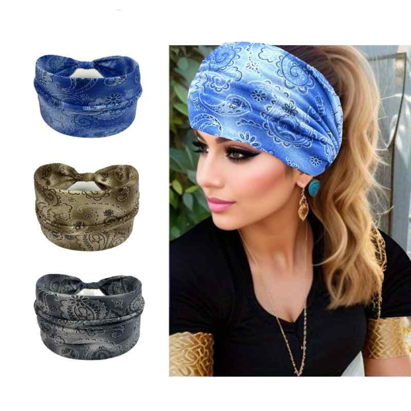 ヘアバンド レディース 幅広 ボヘミアン柄 ヨガ ランニング スポーツ 運動用 多機能 チェック柄 髪飾り ヘアターバン 布製 カジュアル おしゃれ