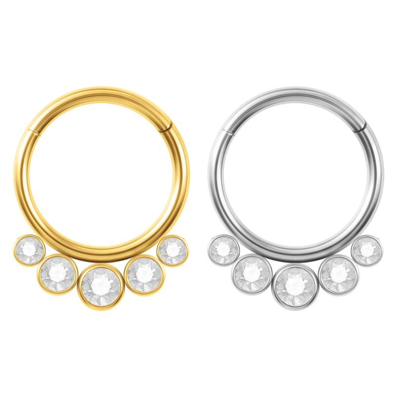鼻ピアス 男女兼用 ユニセックス シンプル 幾何学 マイクロパヴェ ジルコニア オープン リング スタッド ステンレス製 サージカルステンレス 電気メッキ加工 スチール ゴールド カジュアル 軟骨ピアス(x200)