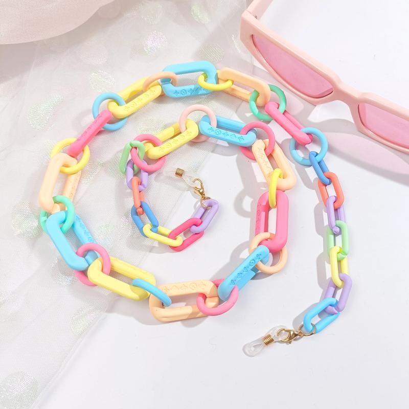 メガネチェーン 落下防止 紛失防止 マスクチェーン アクリル プリント柄 グラスコード メガネストラップ 欧米風 ファッション小物 首掛け おしゃれ かわいい 春夏(x2)