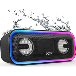 DOSS SoundBox Pro+ Bluetooth<strong>スピーカー</strong> 24W 重低音 ワイヤレス ポータブル 小型 ブルートゥース <strong>スピーカー</strong>【15時間再生/ワイヤレスステレオ対応/ライティング機能/IPX6 防水/マイク内蔵/Aux-in/TFカード対応/