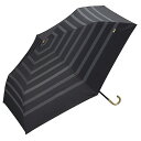 ワールドパーティ 雨傘 レディース 折りたたみ 晴雨兼用 遮光・遮熱 リボンボーダーmini ブラック 50cm -(801-203)
