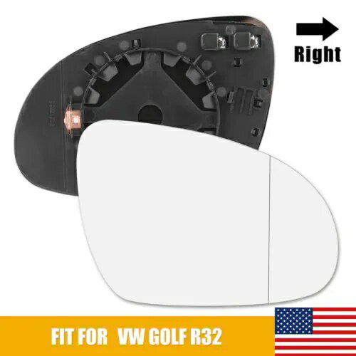 VW ゴルフ R32 用バッキングプレート助手席右側の加熱されたウイングミラーガラス Wing Mirror Glass Heated with Backing Plate Passenger Right Side for VW Golf R32