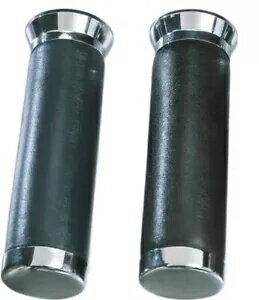 Parts Unlimited DS-243263 ゴールド ウイング 82-00 用 ブラック レザー & クローム ハンド グリップ Parts Unlimited DS-243263 Black Leather & Chrome Hand Grips for Gold Wing 82-00