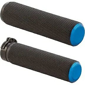 Arlen Ness 07-335 ブルーフュージョン ローレットハンドグリップ ハーレーケーブルオプスロットル用 Arlen Ness 07-335 Blue Fusion Knurled Hand Grips for Harley Cable Op Throttle