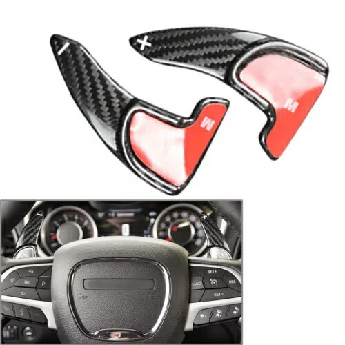 2x ステアリングホイールシフトロッカーダッジチャレンジャーチャージャーデュランゴカーボンファイバー用- 2x steering wheel shift rocker for Dodge Challenger Charger Durango carbon fiber-
