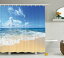 ☆春の特別企画☆エントリーで当店全品ポイント5倍!【Ambesonne Ocean Decorコレクション、クリア水at theビーチAtlantic海のキューバCoasts with Fantastic Sky Sceneryアート、ポリエステル生地バスルームシャワーカーテンセットwithフック、クリームターコイズ 69 W By