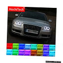 輸入カーパーツ 最新のヘッドライトマルチカラーRGB LEDエンジェルアイズハロリングアイDRL RFアウディA8 S8 2004 2005-2009アクセサリー用リモコン Latest Headlight Multi-color RGB LED Angel Eyes Halo Ring Eye DRL RF Remote Control For Audi A8 S8 2004 2005 - 200