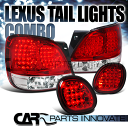 テールライト 98-05レクサスGS300 400 430リアレッドクリアLEDテールライト+トランクランプ4PC 98-05 Lexus GS300 400 430 Rear Red Clear LED Tail Lights+Trunk Lamps 4PC