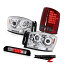 ヘッドライト Projector Headlights Halo Dark RED LED Tail Lights Black Third Brake 07 2008 Ram プロジェクターヘッドライトHalo Dark RED LEDテールライトブラックThird Brake 07 2008 Ram
