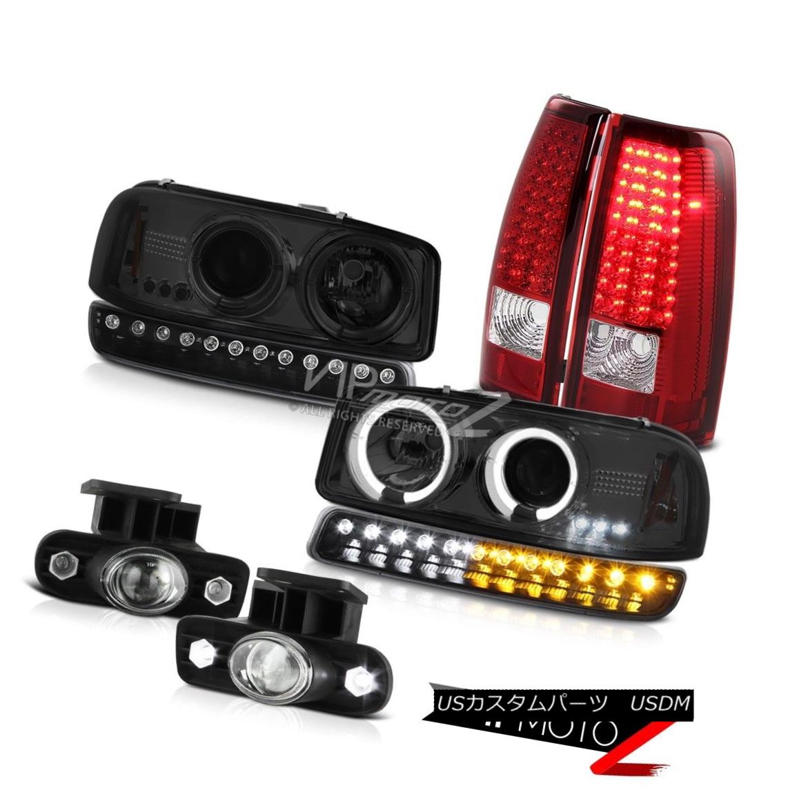 07-13 GMC Sierra 1500//2500//3500HD Smoke Headlights+Glossy Black LED Tail Lamps