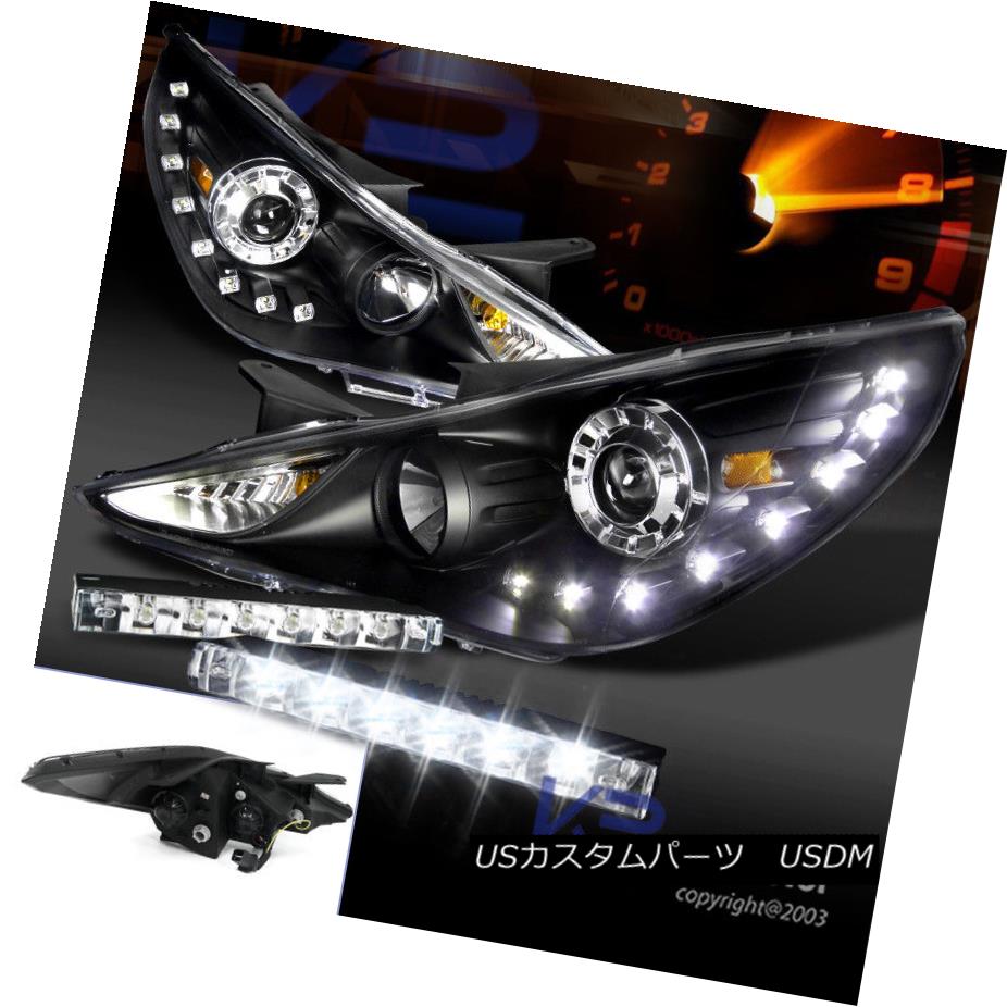 ヘッドライト For 11 14 オンライン Sonata Black Smd Led Drl Projector Headlights 6 Led Bumper Drl 11 14ソナタブラックsmd Led Drlプロジェクターヘッドライト 6 L Edバンパーdrl用 World倉庫 店 車用品 バイク用品 車用品 パーツ ライト ランプ