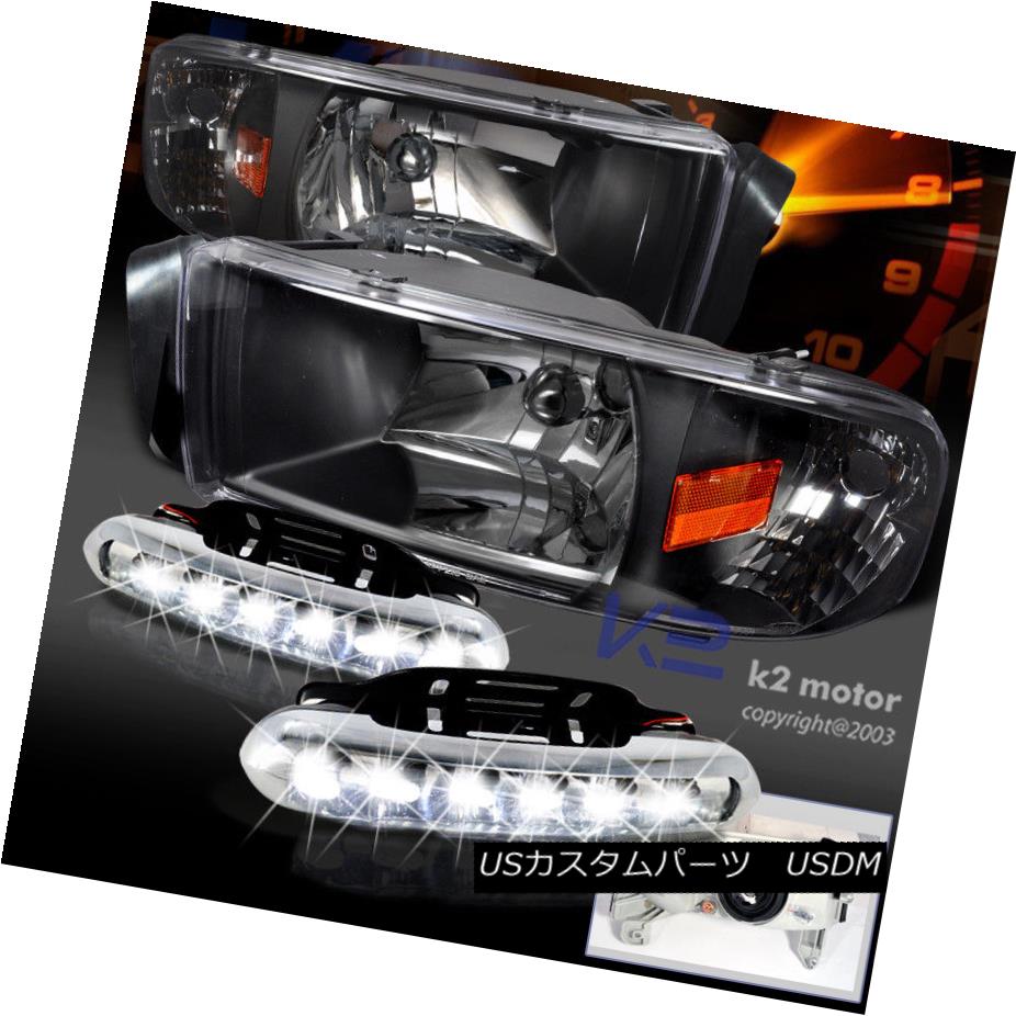 Fit 93-97 Ford Ranger Black Headlights+Corner Signal Lights w//Build-in Fog Light