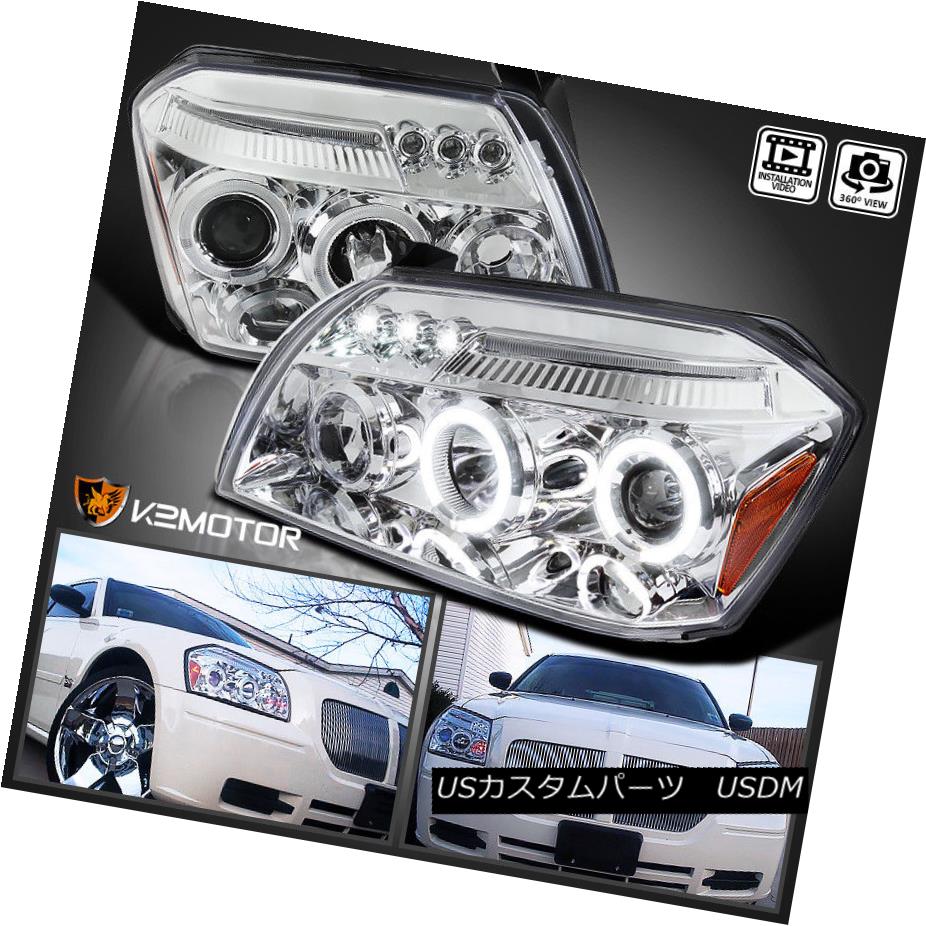 06-10 Dodge Charger Chrome Halo Projector Headlights+Corner Signal Lamp
