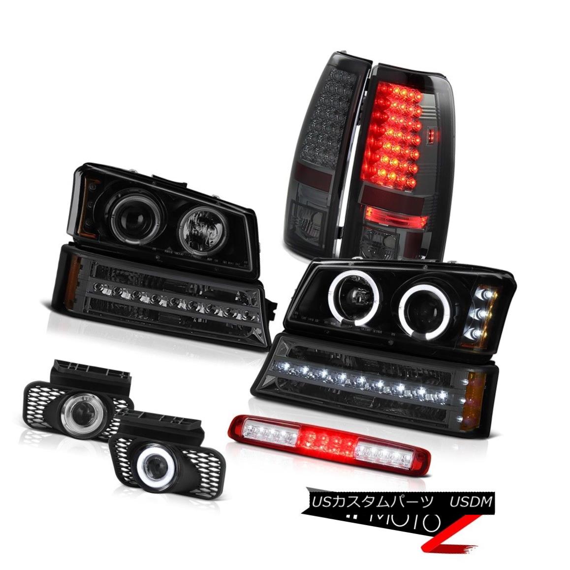 03-06 Chevy Silverado 1500 2500 Black Headlights Tail Lamps 3rd Brake Lights