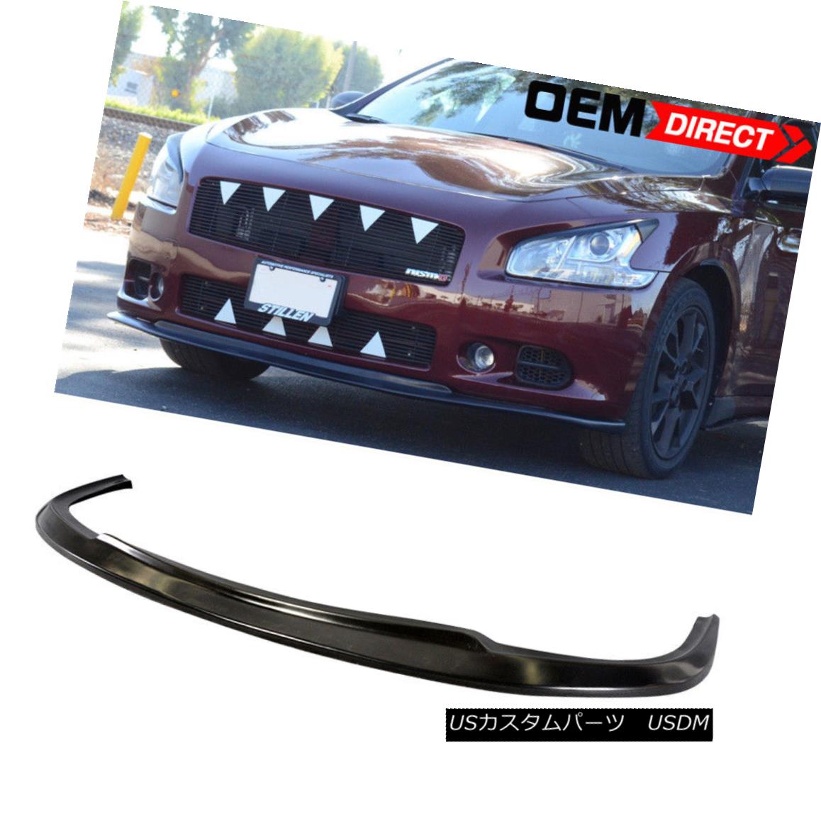 エアロパーツ Fits 09-15 Nissan Maxima ST Style Front Bumper Lip Chin Splitter - Urethane PU フィット09?15日産マキシマSTスタイルフロントバンパーリップチンスプリッター - ウレタンPU