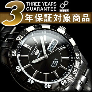 【逆輸入SEIKO5 SPORTS】セイコー5スポーツ メンズ自動巻き腕時計 オールブラック ブラックダイアル IPブラックステンレスベルト SNZJ29J1