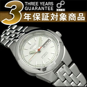 【日本製逆輸入SEIKO5】セイコー5 レディース自動巻き腕時計 ホワイトダイアル ステンレスベルト SYMG49J1