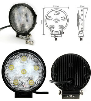 LED作業灯LEDワークライトワークライト18W12V/24V対応6連6000K白丸型汎用防水仕様アウトドア/船舶/現場/各種車両/防災用送料無料LED作業灯農業機械建設機械取付人気