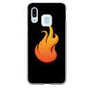 Galaxy A30専用 シンプル 炎イラスト ブラック 黒 火 メンズ ファイヤー SCV43