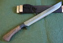 土居良明作 剣鉈 両刃 1尺 300mm先フ型 茶柄 青紙鋼割込