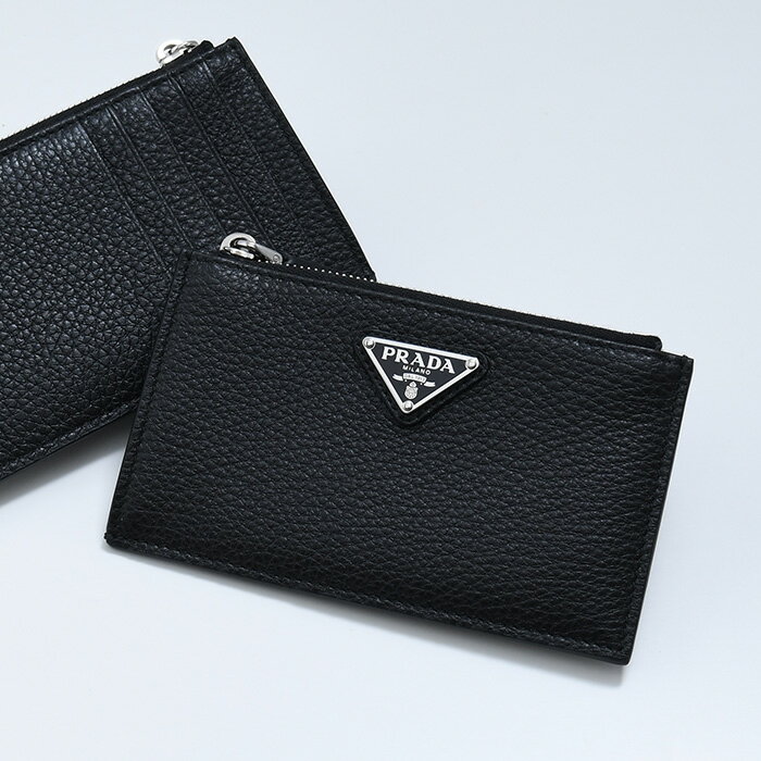 PRADA プラダ カードホルダー ヴィッテロダイノレザー ファスナー付 カードケース 2MC086 2E54 レディース ユニセックス ブラック ロゴ コインポケット コインケース