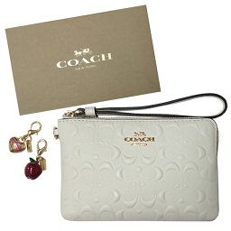 <strong>コーチ</strong> COACH 小物 ポーチ C6879 IMCHK デボスド シグネチャー レザー コーナー ジップ リストレット アンド チャーム チョーク アウトレット [並行輸入品]【レディース ギフト ブランド 小物入れ マルチポーチ 旅行】