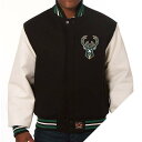 お取り寄せ NBA バックス ドメスティック ツートン ウール & レザー ジャケット JH Design ブラック