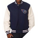 お取り寄せ NFL タイタンズ ドメスティック ツートン ウール & レザー ジャケット JH Design ネイビー