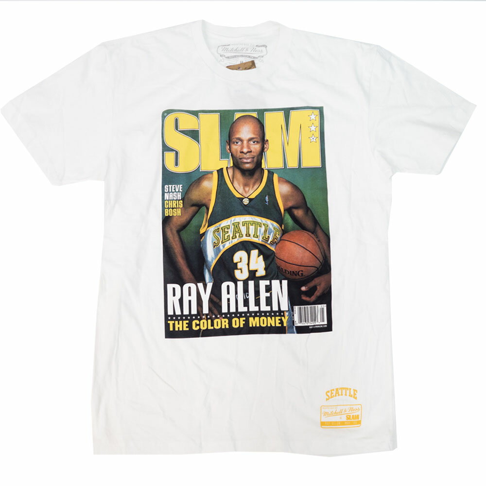 NBA レイ・アレン シアトル・スーパーソニックス Tシャツ スラムマガジン カバー ミッチェル＆ネス/Mitchell ＆ Ness ホワイト【1909プレミア】の画像