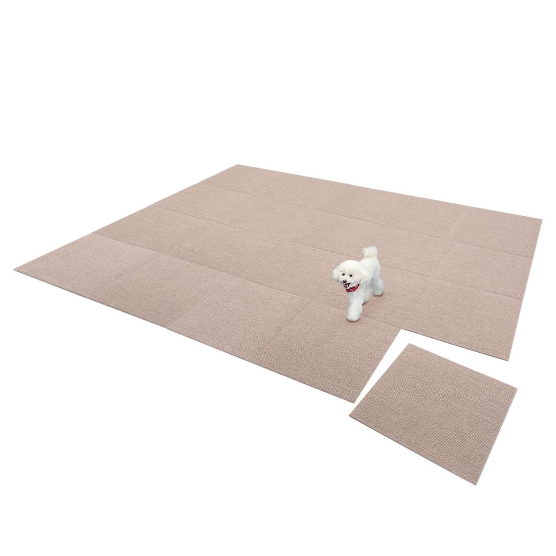 【日本製 撥水 消臭 洗える】サンコー ずれない ジョイントマット ペット用 45×45cm ベージュ 20枚 カーペットタイプ おくだけ吸着 タイルマット KN-70