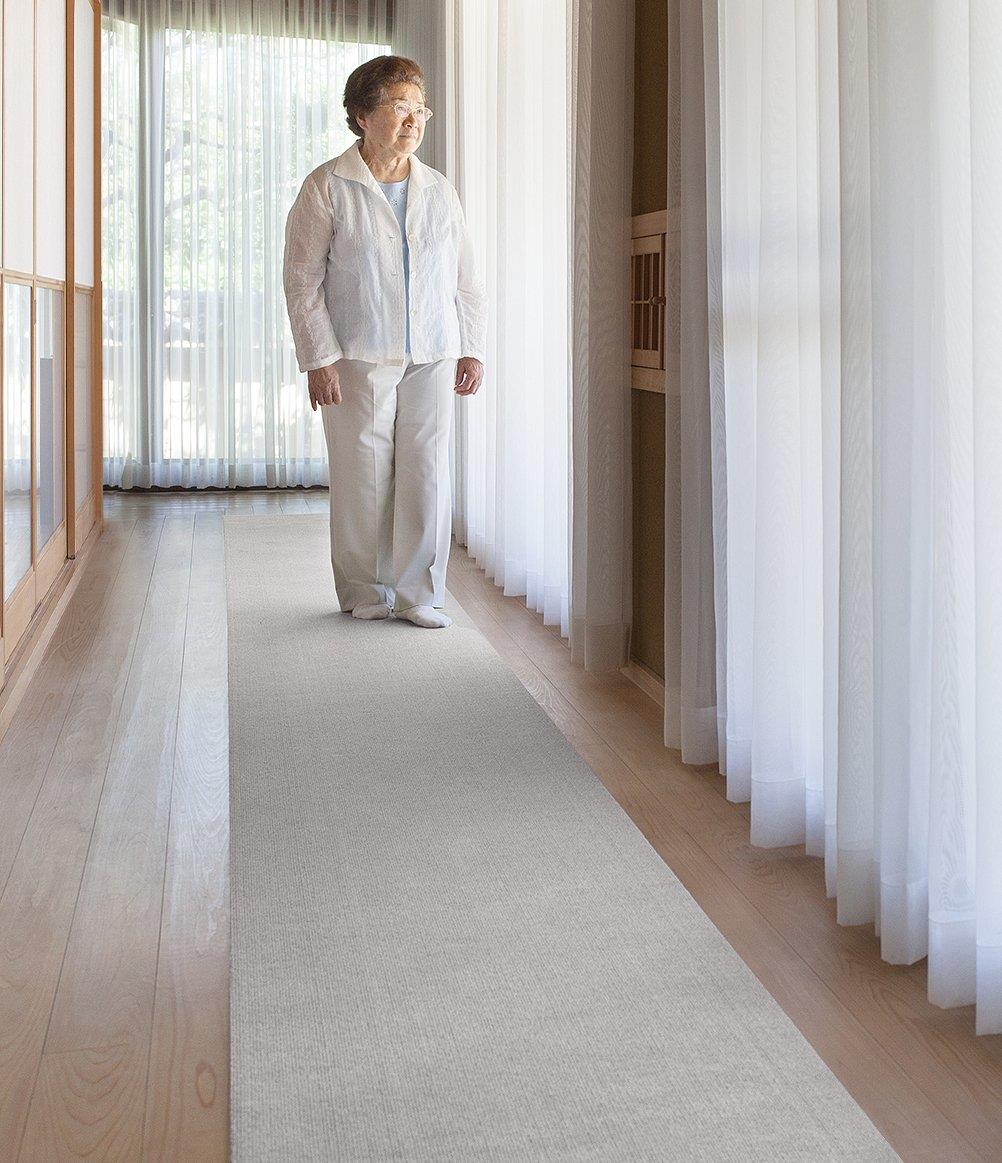 サンコー 廊下敷き マット カーペット はっ水 消臭 日本製 おくだけ吸着 ロングマット 60×800cm ライトグレー KP-44