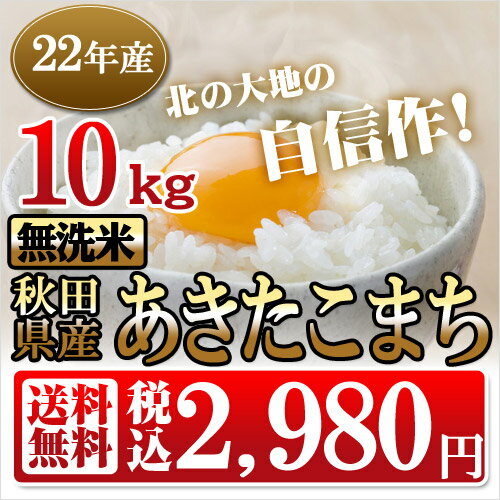 無洗米秋田県産あきたこまち無洗米 10kg 北の大地の自信作！！とがずに炊ける便利なお米　無洗米！米 10kg