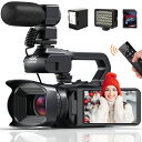 ビデオカメラ4K YouTubeカメラ デジタルカメラ Webカメラ 60FPSウルトラHD 64.0MPAFオートフォーカスVLOGカメラWIFI機能 18Xデジタルズームビデオカメラ タッチスクリーンLEDフィルライト 64G SDカード付クリスマスプレゼント新生活