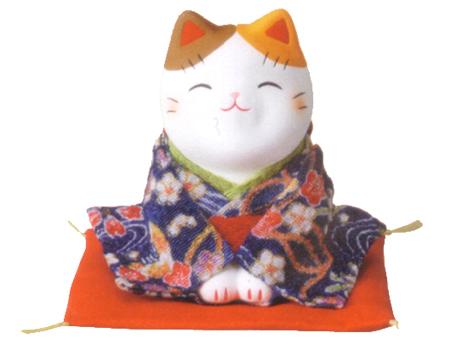 錦彩ちりめん招き猫 おじぎ