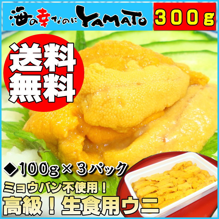 エントリーで全品5倍！ミョウバン不使用で更に美味しく！1パックでうに丼約2杯分！トロッと旨い急速冷凍品ウニ100g×3パック◆楽天最安値挑戦中！◆