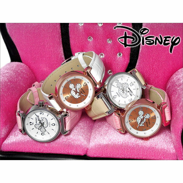 腕時計 レディース Disney ディズニー ミッキー マウス 本牛革ベルト スワロフスキー グリッターミッキーシルエット腕時計 (fa-NFC120035/3...