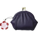 日本製 牛革がま口財布(ストラップ付) 紫 U18-253PU-989