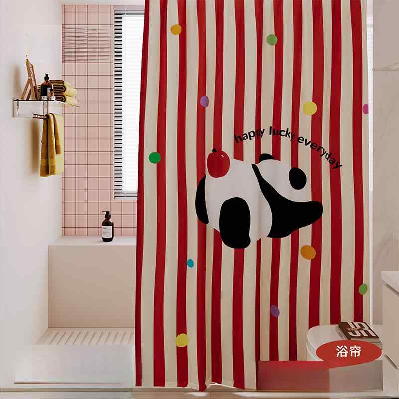 カーテン 防水 防カビ 浴室 洗面所 トイレ 間仕切り ポリエステル パンダ柄