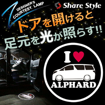 【ILOVEシリーズ】20系アルファード/ハイブリッドATH2#,ANH2#,GGH2#専用ロゴ発光デザイン汎用ドアカーテシランプ2個セットユニット交換タイプ取り付け簡単プロジェクター【レビュー記載で送料無料】fs04gm