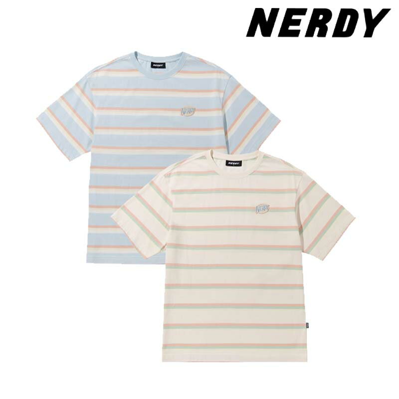 NERDY ノルディ HE&SHE [送料無料] 2023SS ストライプ半袖Tシャツ STRIPE SHORT SLEEVE T カットソー プルオーバー ユニセックス 韓国ブランド 韓国ファッション 新品 スポーティ カジュアル ストリート ペアルック カップルルック 少女時代 テヨン