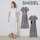 《即納》スナイデル SNIDEL 2022summer. ウエストリブシアーオーガンワンピース レディース ワンピース ロング丈 半袖 切り替え リブニット バルーン袖 コルセット風 フレア ギャザー 光沢 スタイルアップ 個性的 モード swfo222041