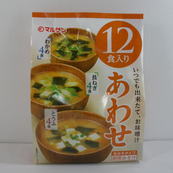 マルサン12食入りあわせいつでも出来たて、お味噌汁1袋（12食入）生みそタイプ即席みそ汁