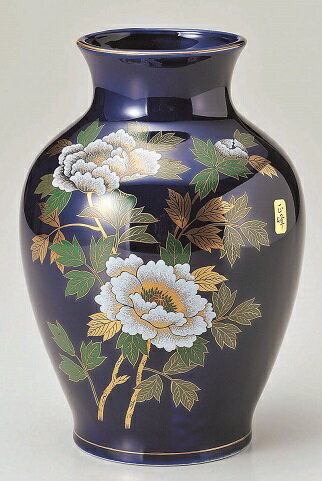 【夏目花瓶 ルリ 白ボタン 8号】1本 仏壇 仏具 陶器 花瓶...:shikiya:10004525