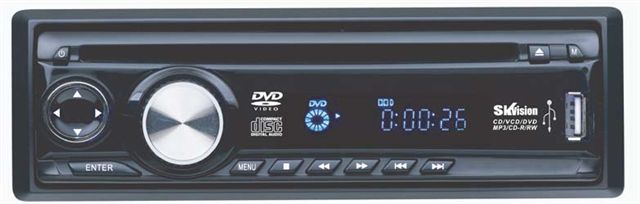 車載用DVDプレーヤー CPRM対応/USB対応/シガー接続可能■1DIN DVDプレイヤー 12V/24V車対応 SKV-DV100
